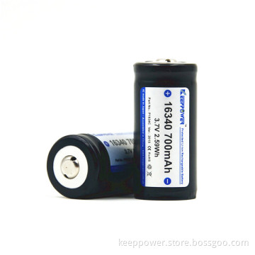 P1634C KeepPower protected 16340 batteries rechargeable lithium cr123 battery 700mah